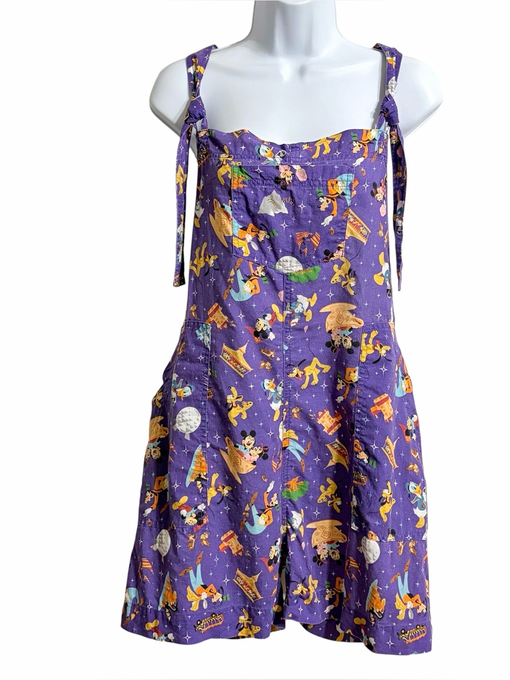Disneyworld 50th Anniversary Her Universe Linen Shortalls Womens M Purple Epcot